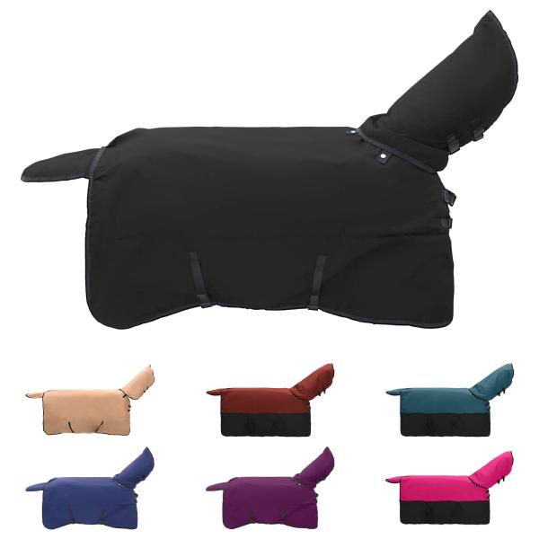 Pferdedecke Dunkelgrün und Schwarz 165 cm Polyester