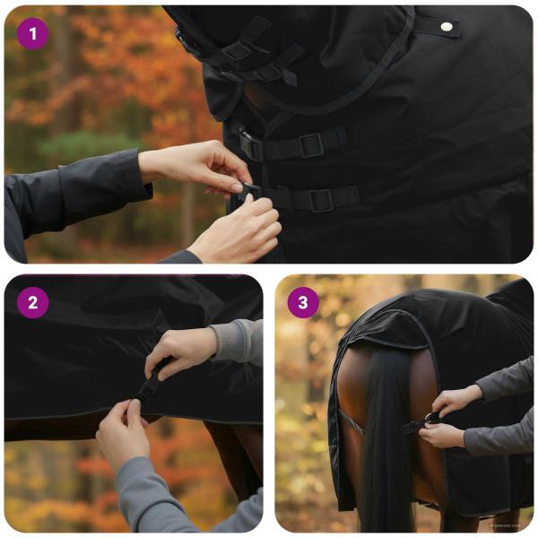 Pferdedecke Dunkelgrün und Schwarz 165 cm Polyester