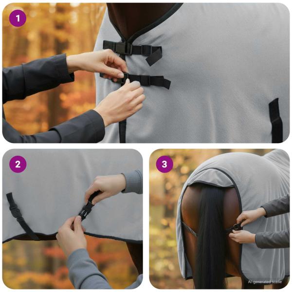 Pferdedecke Hellgrau und Rosa Polyester