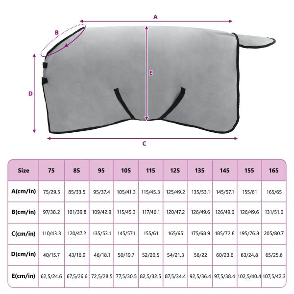 Pferdedecke Hellgrau und Rosa Polyester