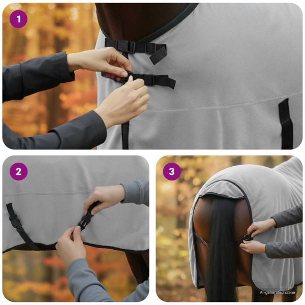 Pferdedecke Hellgrau und Rosa Polyester