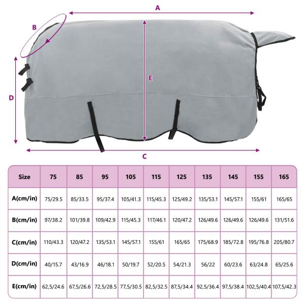 Pferdedecke Hellgrau und Rosa Polyester