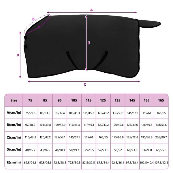 Pferdedecke Schwarz Polyester
