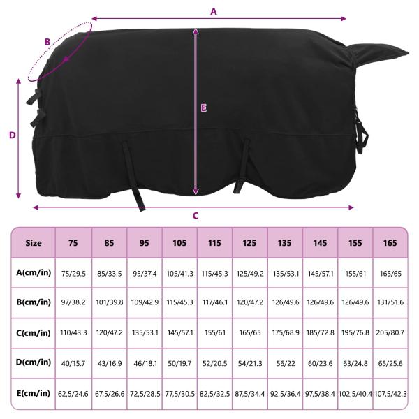 Pferdedecke Schwarz Polyester