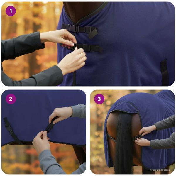 Pferdedecke Marineblau Polyester