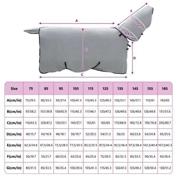 Pferdedecke Hellgrau und Rosa Polyester