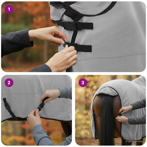 Pferdedecke Hellgrau und Rosa Polyester