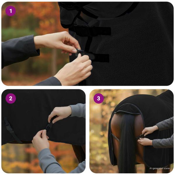 Pferdedecke Schwarz Polyester
