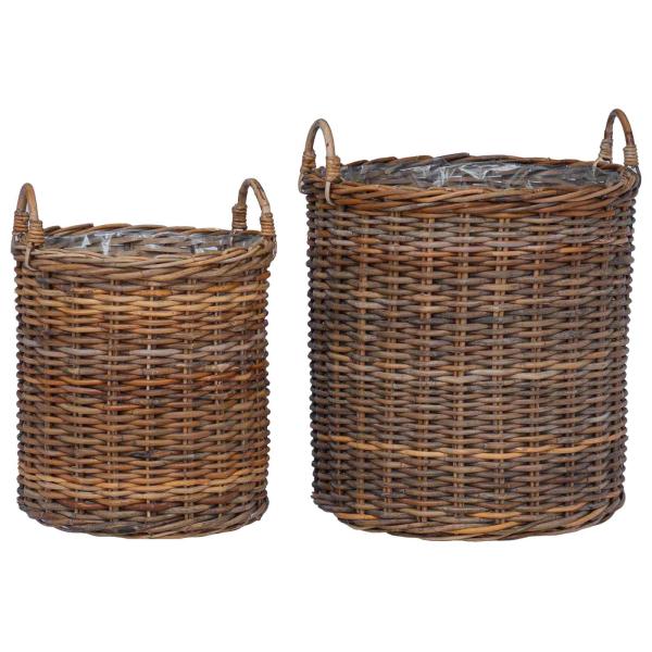 Blumentopf Körbchen mit Speicher 2 pcs Braun Lacak Rattan