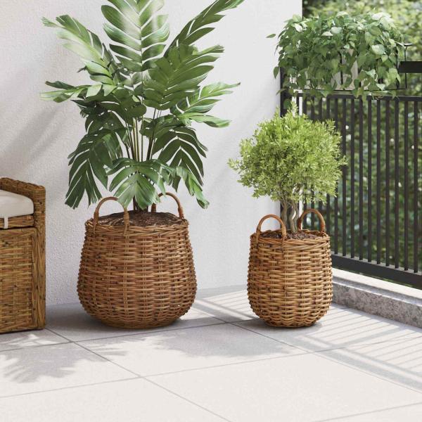 Blumentopf Körbchen mit Speicher 2 pcs Braun Lacak Rattan