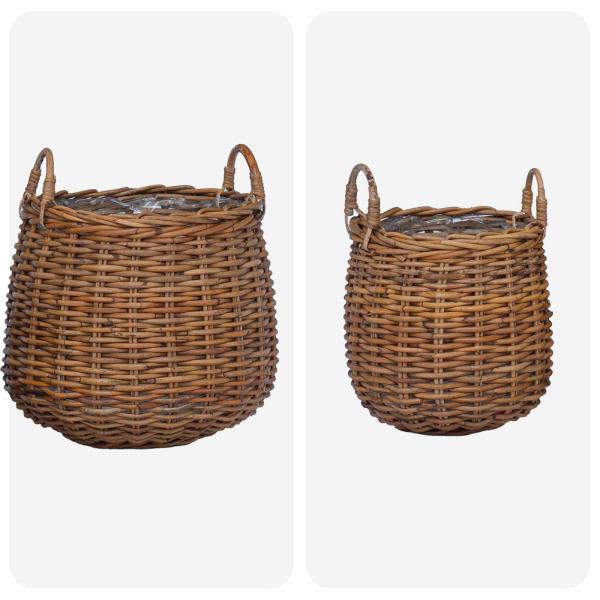 Blumentopf Körbchen mit Speicher 2 pcs Braun Lacak Rattan
