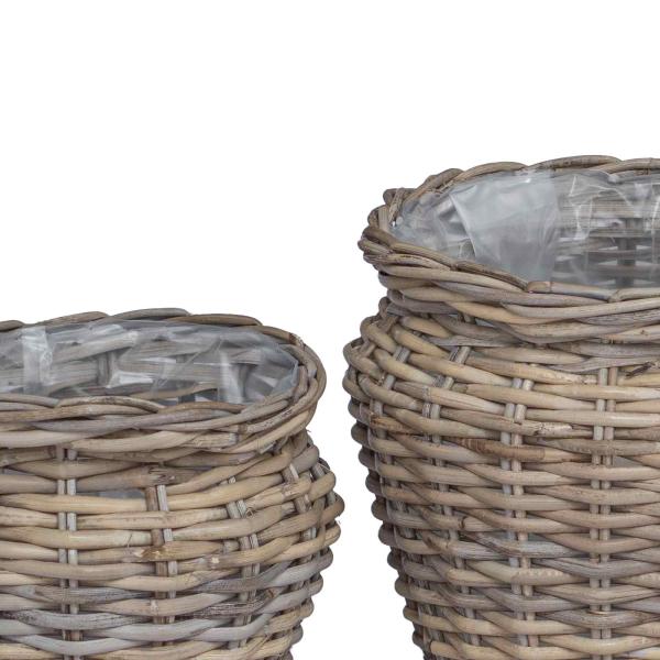 Blumentopfkorb mit Speicher 2 pcs Grau Lacak Rattan