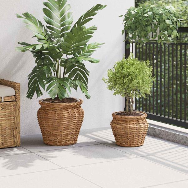 Blumentopfkorb mit Speicher 2 pcs Braun Lacak Rattan