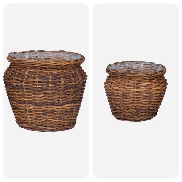 Blumentopfkorb mit Speicher 2 pcs Braun Lacak Rattan