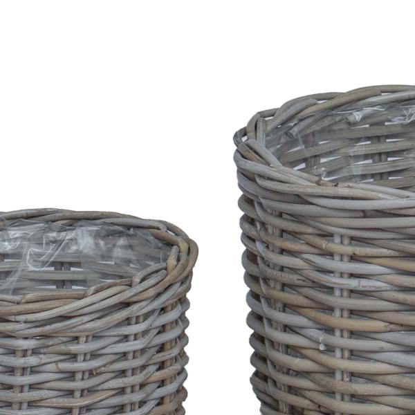 ARDEBO.de - Blumentopf Korb mit Speicher 2 pcs Grau Kubu Rattan