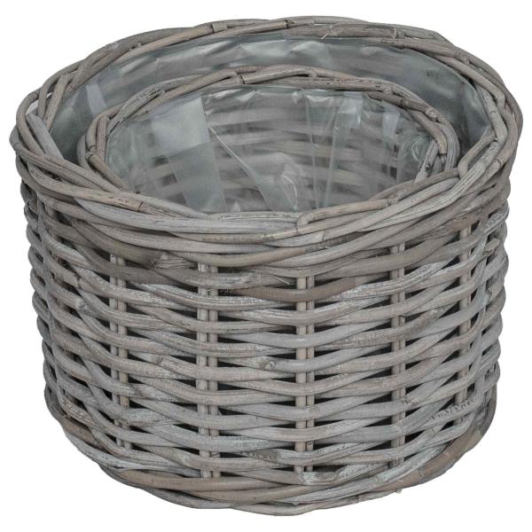 Blumentopf Korb mit Speicher 2 pcs Grau Kubu Rattan