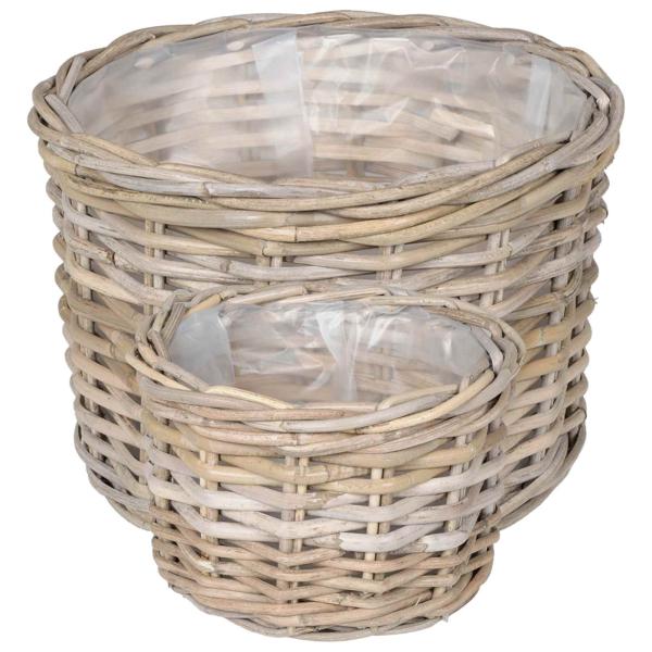 Blumentopf Korb GENDT 2 stk. Natürliches Grau Kubu Rattan