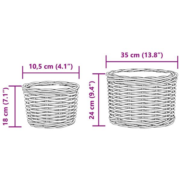 ARDEBO.de - Blumentopf Korb mit Speicher 2 pcs Braun Kubu Rattan