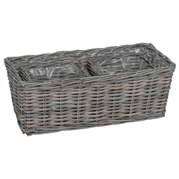 Blumentopfkorb mit Speicher 3 pcs Grau Kubu Rattan