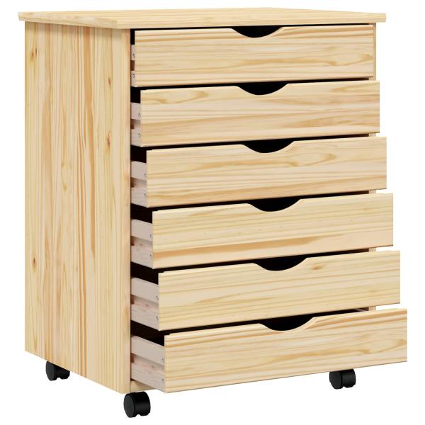 Rollcontainer mit Schubladen MOSS Klarlack 53 x 39 x 65,5 cm