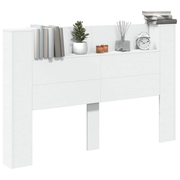 Kopfteil-Schrank mit LED Weiß Holzwerkstoff