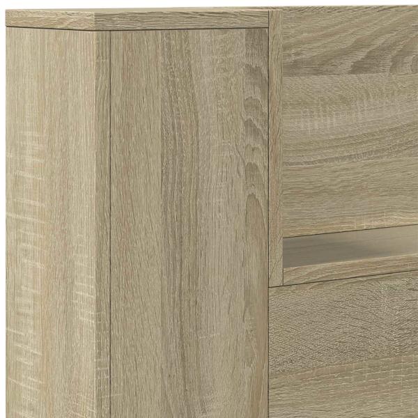 Kopfteil-Schrank mit LED Sonoma Holzwerkstoff