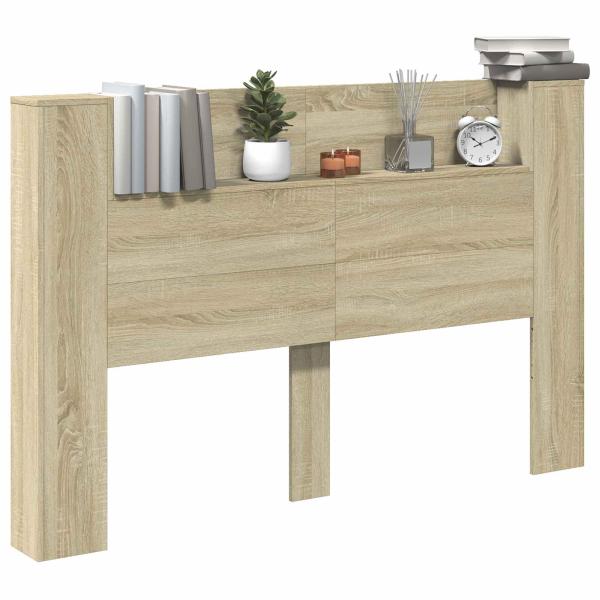 Kopfteil-Schrank mit LED mit Regal Sonoma 160 x 16,5 x 103,5 cm