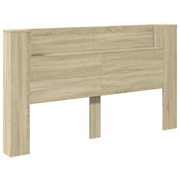 Kopfteil-Schrank mit LED mit Regal Sonoma 180 x 16,5 x 103,5 cm