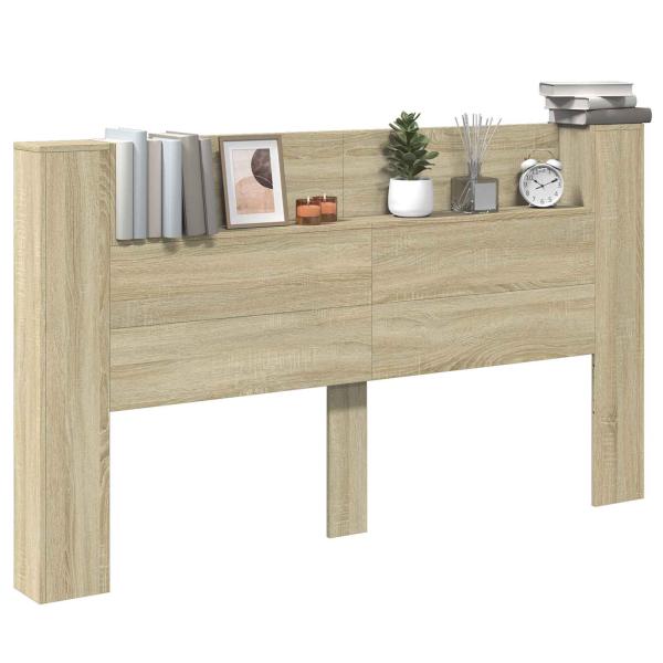 Kopfteil-Schrank mit LED mit Regal Sonoma 180 x 16,5 x 103,5 cm