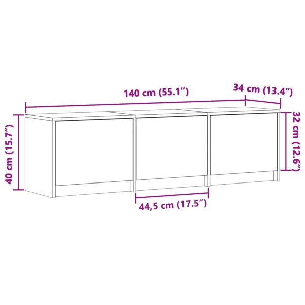 TV-Schränk mit LED Weiß 140 x 34 x 40 cm Holzwerkstoff