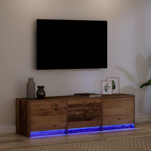 TV-Schränk mit LED Altholz 140 x 34 x 40 cm Holzwerkstoff