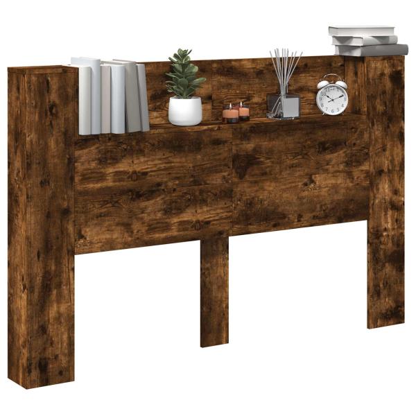 ARDEBO.de - Kopfteil-Schrank mit LED Geräucherte Eiche Holzwerkstoff