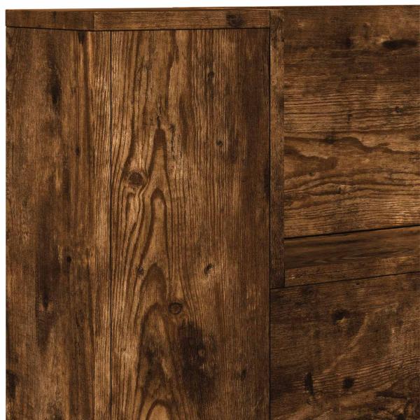 Kopfteil-Schrank mit LED Geräucherte Eiche Holzwerkstoff