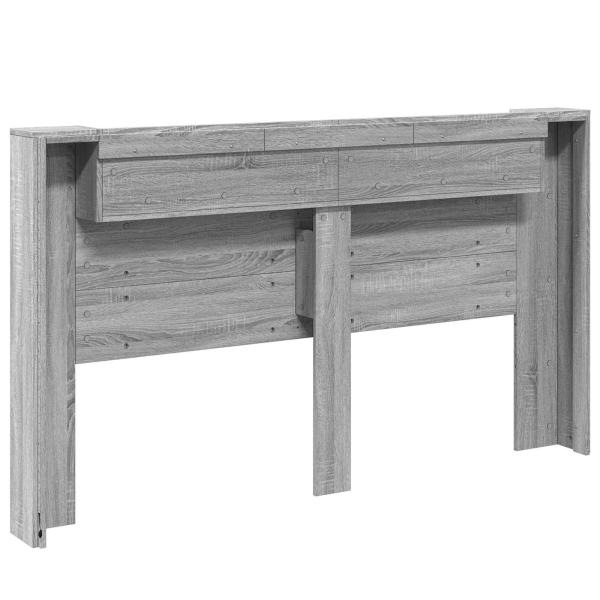 Kopfteil-Schrank mit LED Graues Sonoma Holzwerkstoff