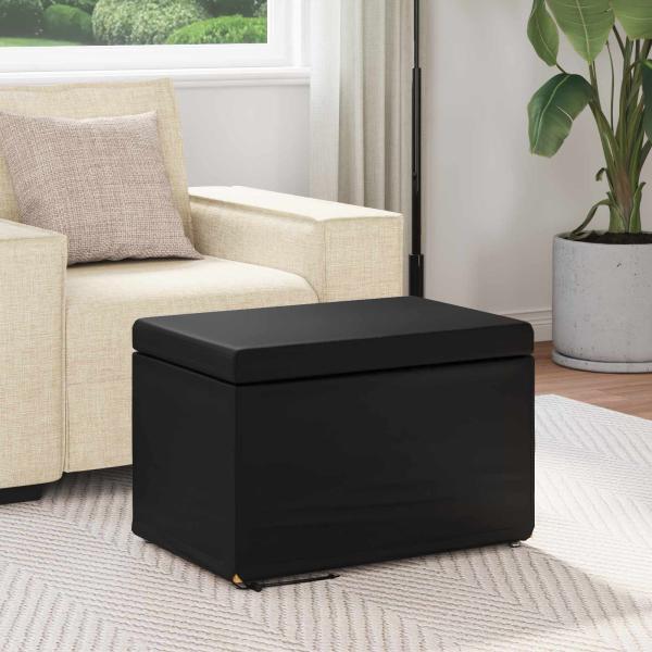 Hocker Schwarz 61 x 41 x 40 cm Kunstleder und Engineering Holz