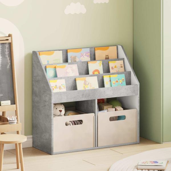 ARDEBO.de - Kinderregal Beton Grau 72,5 x 29,5 x 69 cm Holzwerkstoff