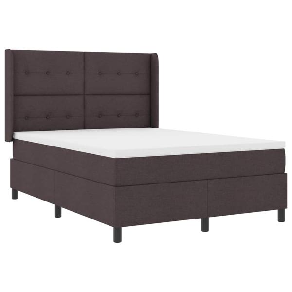 LED Boxspringbett mit Matratze Dunkelbraun 160 x 200 cm Stoff