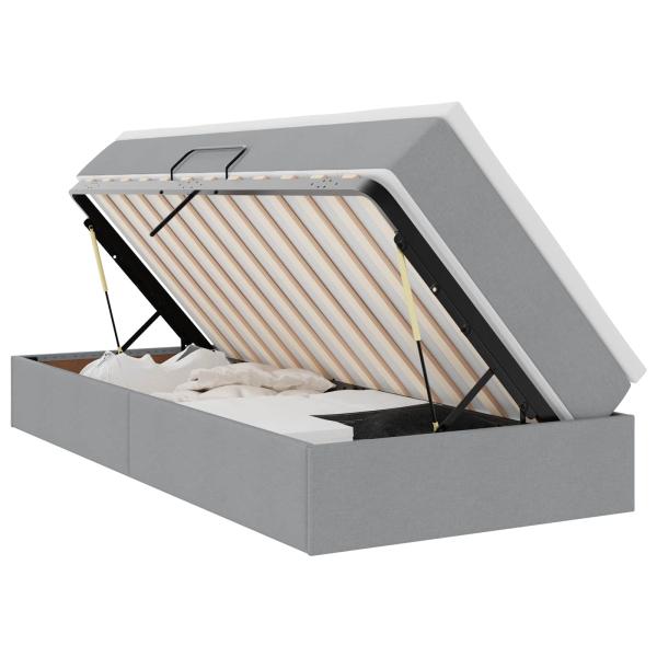 Aufbewahrungsbett mit Matratze Hellgrau 100 x 200 cm Polyester