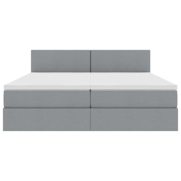 Aufbewahrungsbett mit Matratze Hellgrau 200 x 200 cm Kunstleder