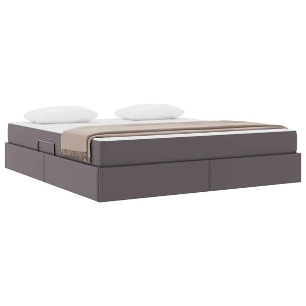 Aufbewahrungsbett mit Matratze mit Speicher 2 stk. Grau Leder