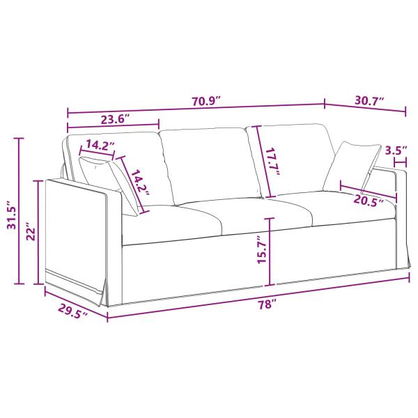 Sofa 180cm Dunkelgrau Metall