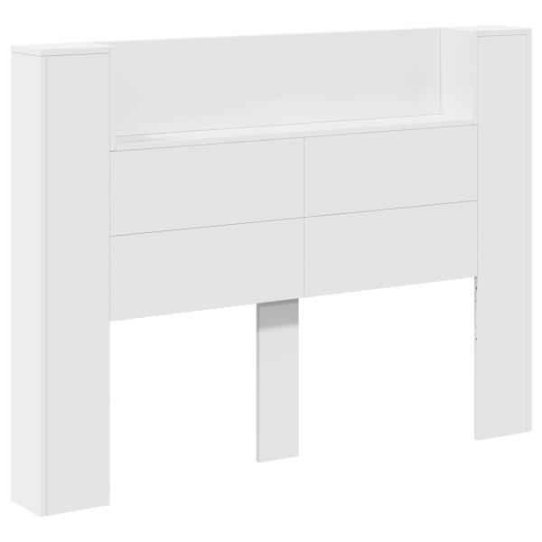 ARDEBO.de - Kopfteil-Schrank mit LED mit Regal Weiß 140 x 16,5 x 103,5 cm