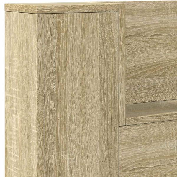 Kopfteil-Schrank mit LED mit Regal Sonoma 140 x 16,5 x 103,5 cm