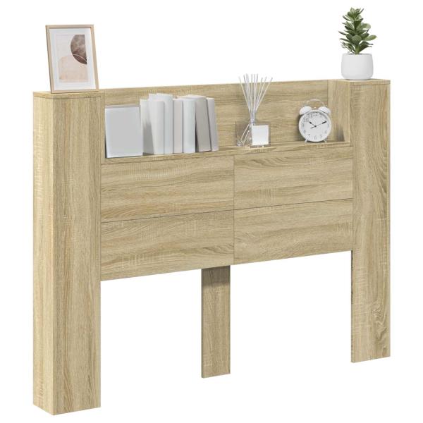 Kopfteil-Schrank mit LED Sonoma Holzwerkstoff