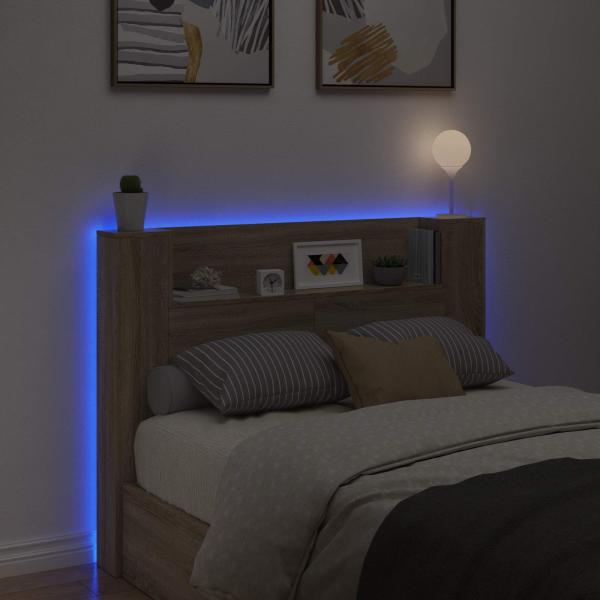 Kopfteil-Schrank mit LED Sonoma Holzwerkstoff