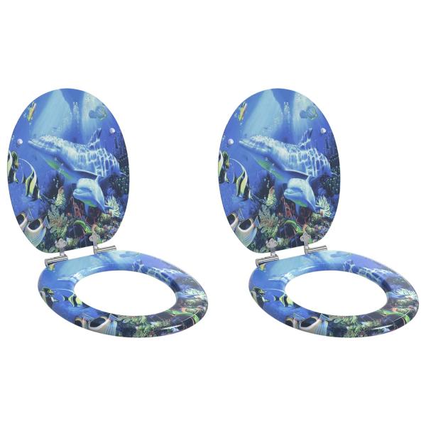 ARDEBO.de - Toilettensitz 2 pcs Blau 44 x 38 cm MDF-Platte