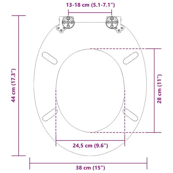Toilettensitz Grau 44 x 38 cm MDF-Platte