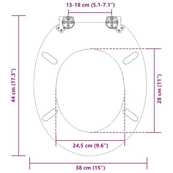 Toilettensitz Grau 44 x 38 cm MDF-Platte