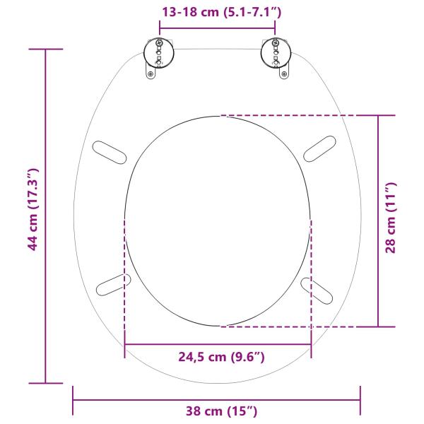 Toilettensitz Grau 44 x 38 cm MDF-Platte