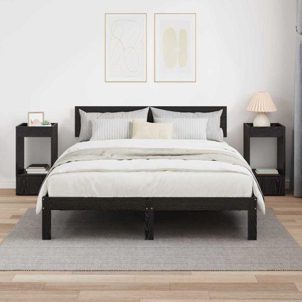 Beistelltisch 2 pcs Schwarz Eichen-Optik 30 x 30 x 56 cm